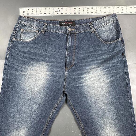 Enyce Jeans Mens 44x34 Blue Dark Wash Baggy Relaxed Wide Leg Street Smoke Rising - Picture 3 of 7